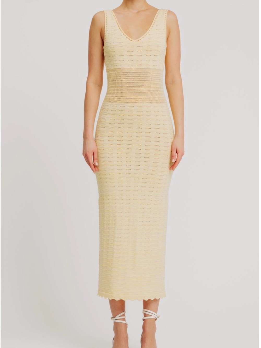 Torn by Ronny Kobo Lemon Butter Yellow Knit Mindy Dress S NWT
